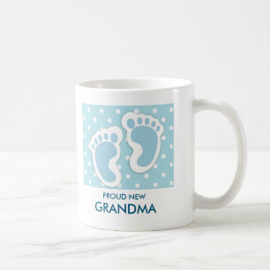 Proud New Oma Niedlich Blue Baby Boy's Feet Kaffeetasse