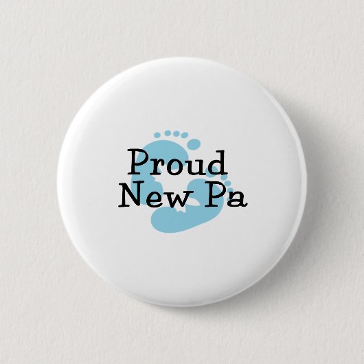 Proud New Pa Baby Boy Footprints Button (Vorderseite)