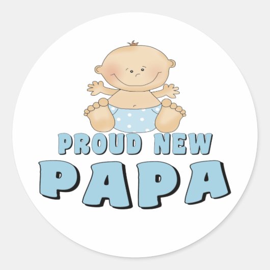 PROUD NEW Papa Boy Runder Aufkleber (Vorderseite)