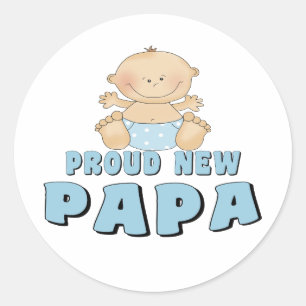 PROUD NEW Papa Boy Runder Aufkleber