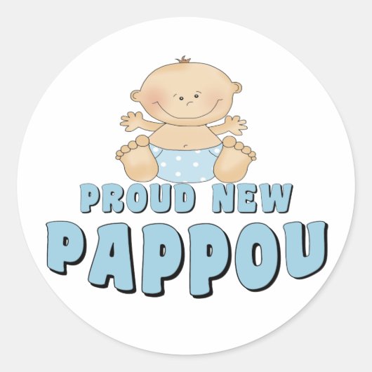 PROUD NEW Pappou Boy Runder Aufkleber (Vorderseite)