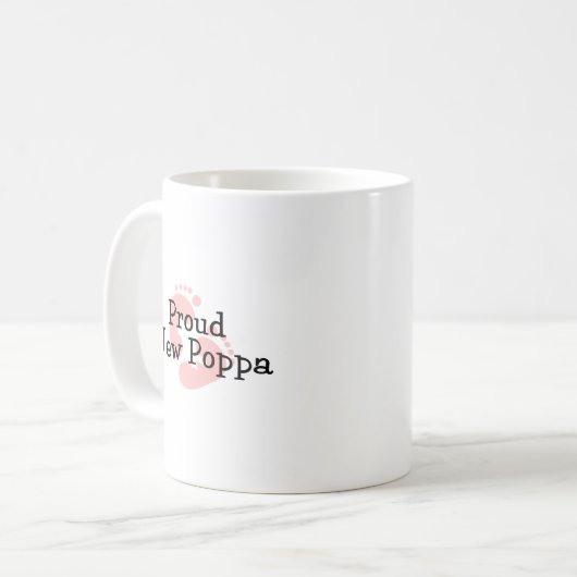Proud New Poppa Baby Girl Footprints Kaffeetasse (Vorderseite Links)