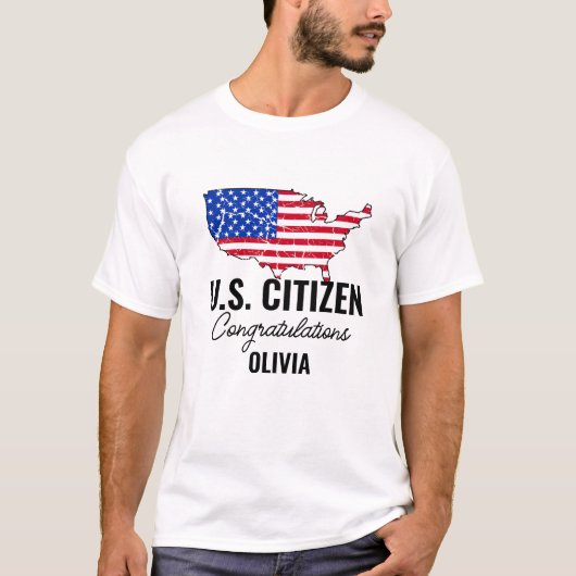 Proud New U.S. Citizen – American Map Citizenship T-Shirt (Vorderseite)