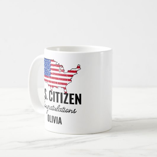 Proud New U.S. Citizen – American Map  Kaffeetasse (Vorderseite Links)