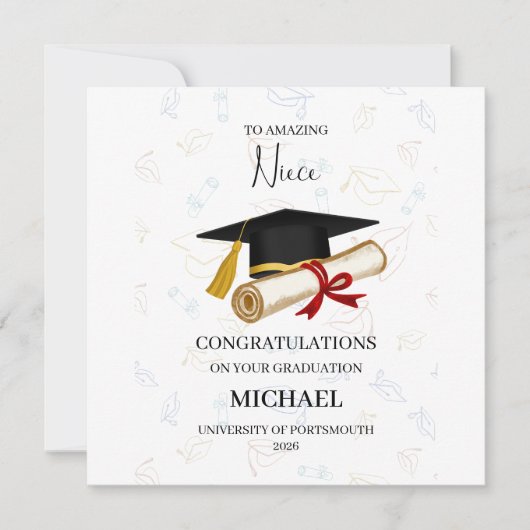 Proud Niece Graduation Personalized Karte (Vorderseite)