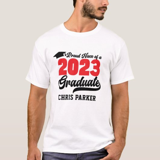 Proud Niece of a 2023 Graduate Red Bold Script T-Shirt (Vorderseite)