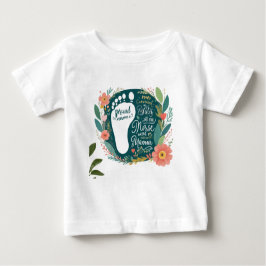 Proud Nurse Mama - Floral Baby Footprint Design Baby T-shirt