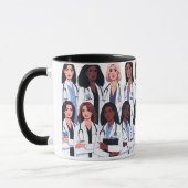 Proud Nurse Mama - Floral Baby Footprint Design Tasse (Links)