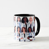 Proud Nurse Mama - Floral Baby Footprint Design Tasse (VorderseiteRechts)