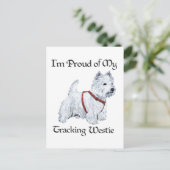 Proud of My Tracking Westie Postkarte (Stehend Vorderseite)