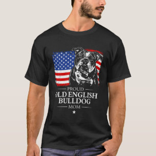 Proud Old English Bulldog Mama American Flag Patri T-Shirt