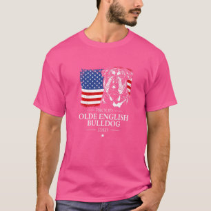 Proud Olde English Bulldog Vater American Flag Pat T-Shirt