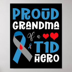 Proud Oma A T1d Hero Typ 1 Diabetes Awaren Poster