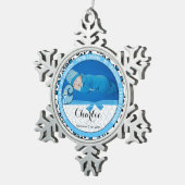 Proud Oma Baby Blue Monogram C for Cat Schneeflocken Zinn-Ornament (Rechts)