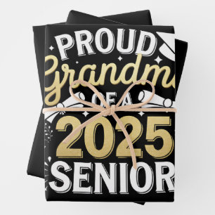 Proud Oma eines Abschlusses mit Abschluss 2025 Gol Geschenkpapier Set
