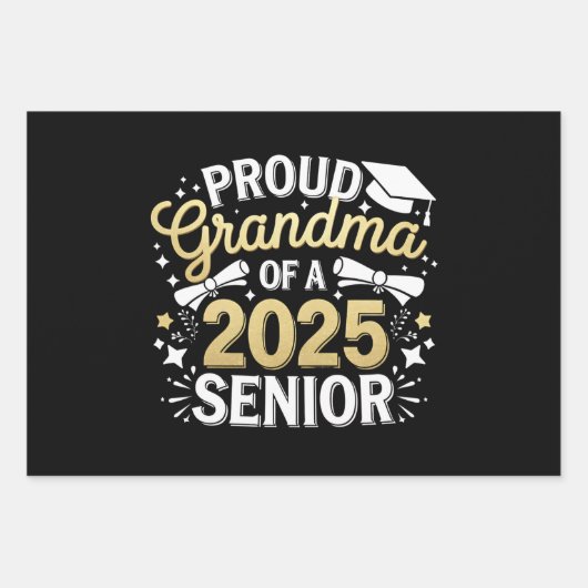 Proud Oma eines Abschlusses mit Abschluss 2025 Gol Geschenkpapier Set (Vorderseite)