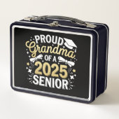 Proud Oma eines Abschlusses mit Abschluss 2025 Gol Metall Brotdose (Vorderseite)