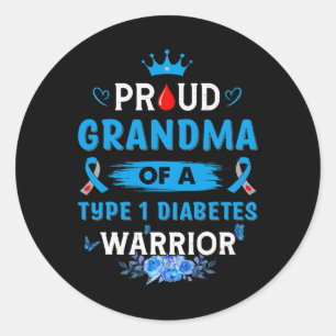 Proud Oma eines Typ-1-Diabetes-Kriegers TD1 Dia Runder Aufkleber