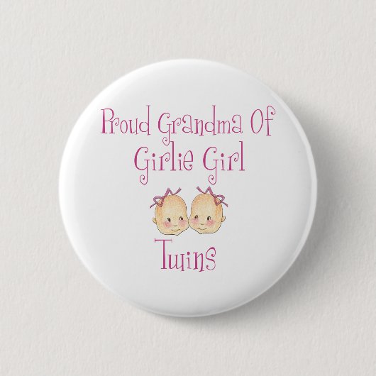Proud Oma of Girl Twins Button (Vorderseite)