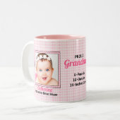 Proud Oma Pink Polka Dots mit zwei Baby Fotos Zweifarbige Tasse (Vorderseite Links)
