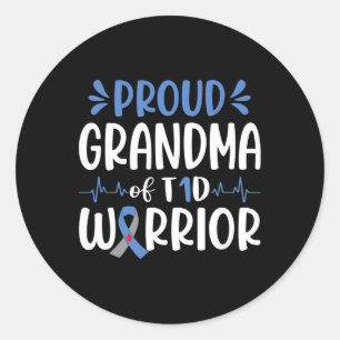 Proud Oma T1d Warrior Diabetes Awareness Bl Runder Aufkleber