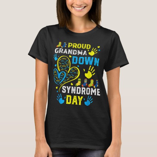 Proud Oma T21 World Down Syndrome Awareness Da T-Shirt (Vorderseite)