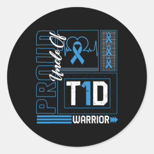 Proud Onkel T1d Warrior Ribbon Diabetes Awarene Runder Aufkleber