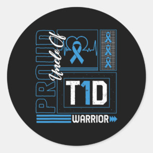 Proud Onkel T1d Warrior Ribbon Diabetes Awarene Runder Aufkleber