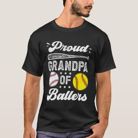 Proud Opa der Baller Baseball Softball Großpa T-Shirt (Vorderseite)