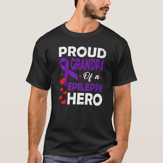 Proud Opa eines Epilepsiehersonnen Lila Krieger T-Shirt (Vorderseite)