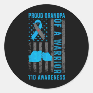 Proud Opa eines T1d-Kriegers Typ 1 Diabetes Runder Aufkleber