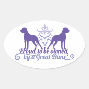 Proud owned by a Great Dane purple Ovaler Aufkleber