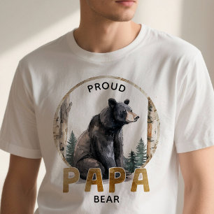 Proud Papa Bear Woodland Family T - Shirt