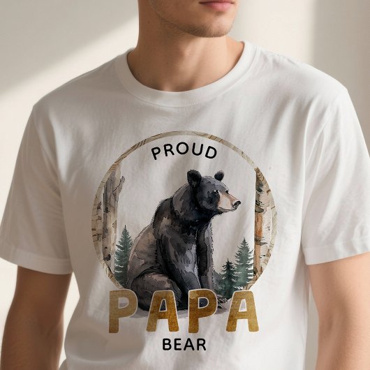 Proud Papa Bear Woodland Family T - Shirt