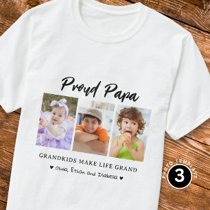 Proud Papa Grandkids Make Life Grand 3 Foto T-Shirt