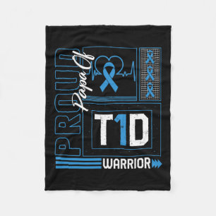 Proud Papa of T1d Warrior Ribbon Diabetes Awarenes Fleecedecke