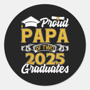 Proud Papa von zwei 2025 Absolventen Twin Abschlus Runder Aufkleber