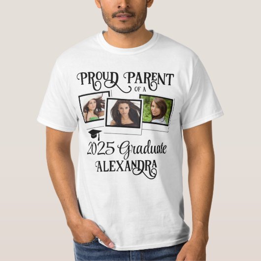 Proud Parent 2025 Graduate Abschluss Foto T-Shirt (Vorderseite)