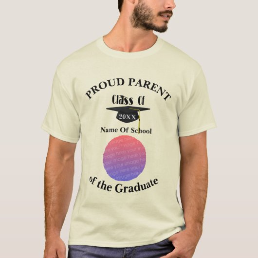 Proud Parent Graduation Cap Personalized Photo T-Shirt (Vorderseite)
