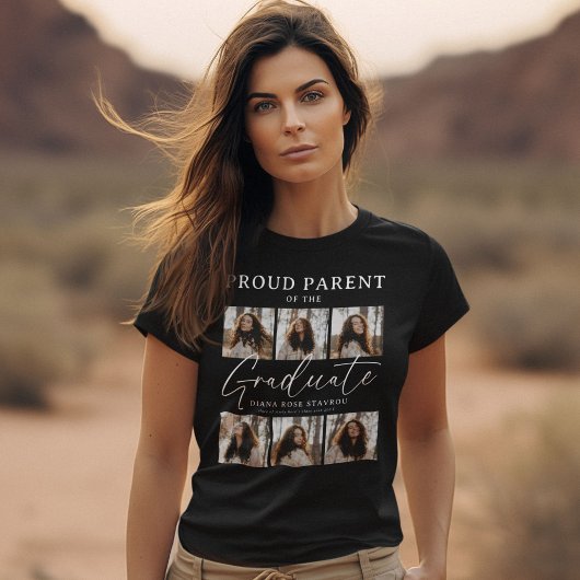 Proud Parent 'Script' Graduate 6 Foto Collage T-Shirt