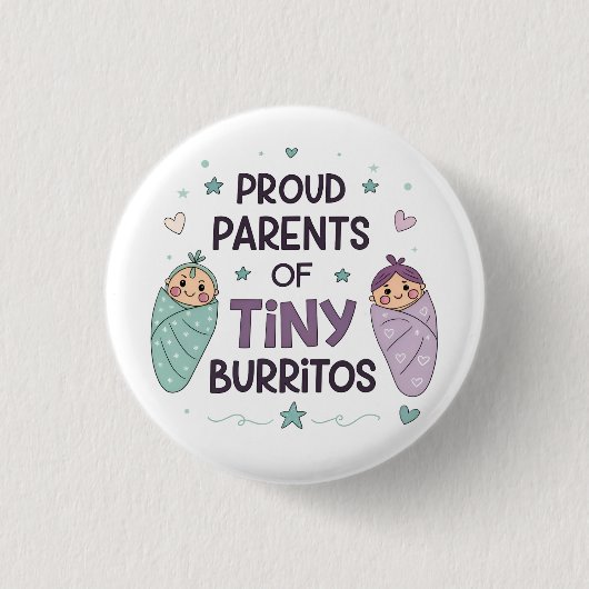 Proud Parents of Tiny Burritos Art Button (Vorderseite)