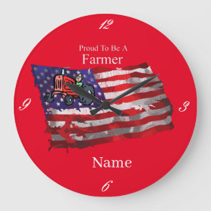 Proud Patriotic Farmer Flag Thunder_Cove Große Wanduhr