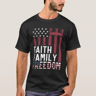 Proud patriotisch Christlich 4. Juli Glaubensfamil T-Shirt