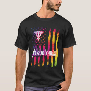 Proud Phlebotomist US Flag Phlebotomie T-Shirt