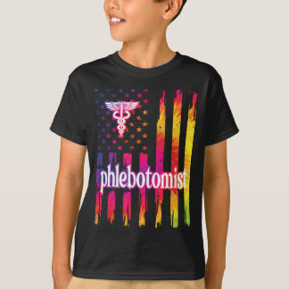 Proud Phlebotomist US Flag Phlebotomie T-Shirt