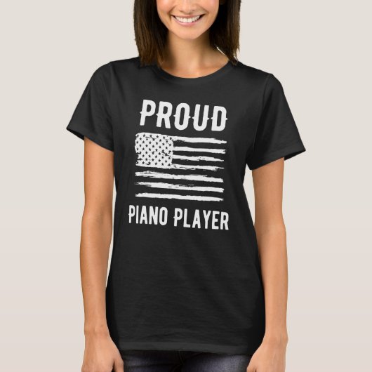 Proud Piano Player Profession American Flag T-Shirt (Vorderseite)