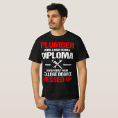 Proud Plumber High School Diploma Klempnerei T-Shirt (Vorne ganz)