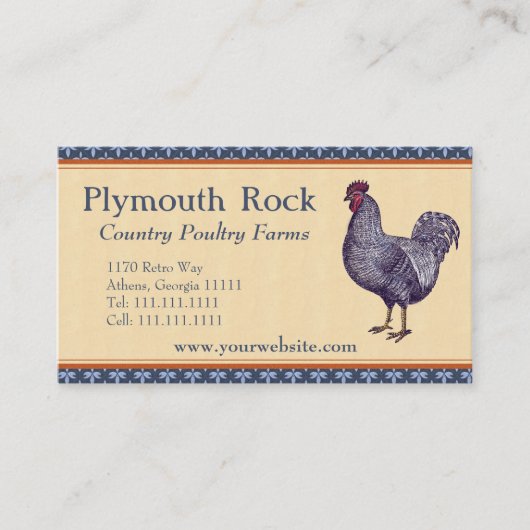Proud Plymouth Rock Roster Poultry Farm Visitenkarte (Vorderseite)