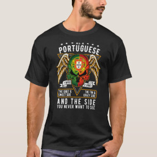 Proud Portugiesische Schädelflagge Portugal Herita T-Shirt