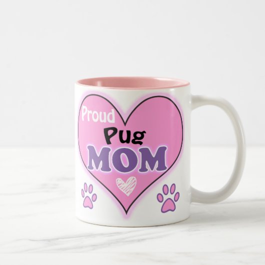 Proud Pug Mom Zweifarbige Tasse (Rechts)